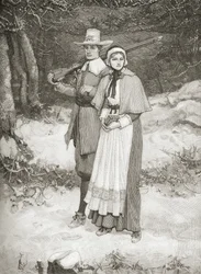 Puritanos yendo a la iglesia, de 