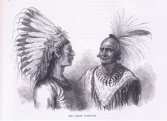 Guerreros indios rojos, ilustración de Cassell