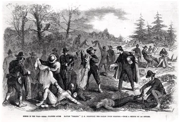 Escenas en la guerra: Soldados rebeldes después de la batalla 