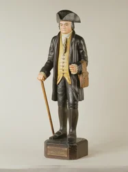 Escultura de Diedrich Knickerbocker que estuvo en Knickerbocker Hall en la ciudad de Nueva York, c.1850-67
