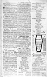 Segunda página del Boston Evening Post anunciando la muerte del Rey Jorge II (1683-1760), 5 de enero de 1761