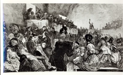 Servicio en el Tabernáculo Mormón en Salt Lake City, 1871