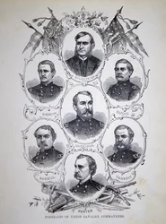 Siete retratos de comandantes de caballería prominentes del Ejército de la Unión