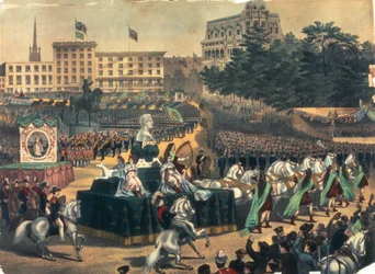 Desfile del Día de San Patricio en América, Union Square, 1870s