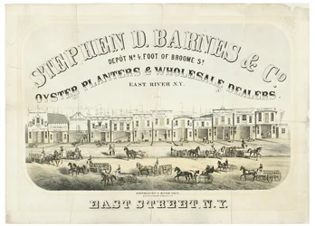 Stephen D. Barnes & Co. Plantadores de ostras y mayoristas, depósito no. 4 al pie de Broome Street