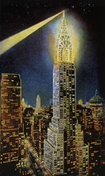 El edificio Chrysler de noche, NYC, c.1929 (postal)