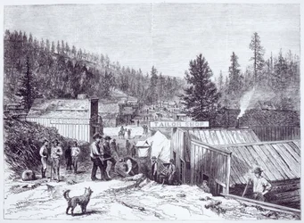 La guerra india, Deadwood City, Black Hills de Dakota, de una fotografía de S. J. Morrow