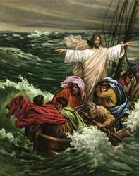 El milagro de Cristo calmando la tormenta en el mar de Galilea