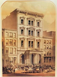 La Bolsa de Nueva York, grabado por The Major and Knapp Co., pub. por Edmond Parsloe, Nueva York, 1870