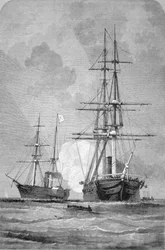 El "San Jacinto" deteniendo al "Trent", 8 de noviembre de 1861