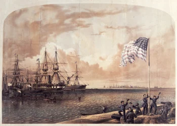 La victoria de la Unión en Port Royal, 7 de noviembre de 1861, grabado por Shearman y Hart, 1861