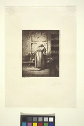 La lavandera (tinta, pluma, lápiz)