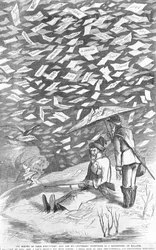 El invierno de su descontento, Jeff y su teniente atrapados en una tormenta de nieve de votos, c.1894