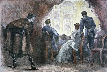 El asesinato de Abraham Lincoln (1809-65) en el palco del Ford