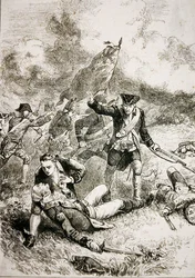La muerte del mayor John Pitcairn de los marines británicos en la batalla de Bunker Hill