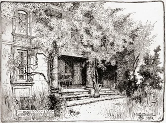 La casa de John Bartram cerca de Filadelfia, de The Century Illustrated Monthly Magazine, publicado 1884
