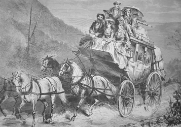 Viajando por el oeste americano en diligencia Concord en la década de 1860