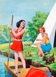 Dos niñas acampando