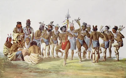 Danza de Guerra de los Sauks y Foxes, ilustración de 