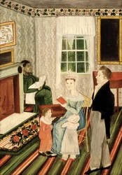 Familia de York, Pensilvania, con sirviente negro, hacia 1828
