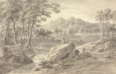 Paisaje con puente de madera