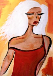 Mujer elegante vestida de rojo