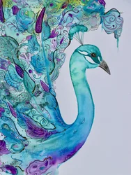 Elegante pavo real en acuarela