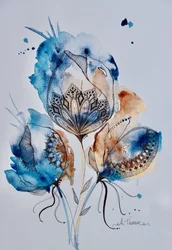 Mandala Floral (azul, dorado, siena tostada)