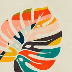 Hoja de monstera de colores