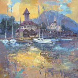 Reflejos en el lago: veleros