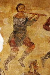 Músicos y acróbatas (detalle)