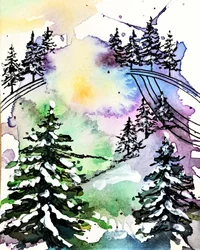 Un bosque invernal lleno de color