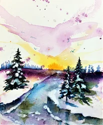 Una colorida puesta de sol invernal