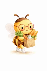 Abeja feliz con la compra