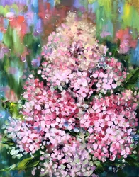 Flores rosas de estilo pictórico