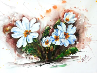 Flores en acuarela de vivos colores