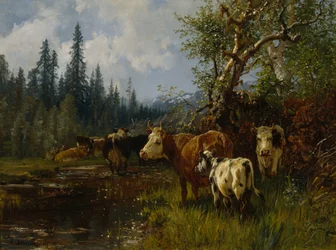 Vacas en el lago