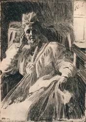 Un grabado de la Reina Viuda de Suecia, c. 1909