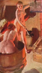 Chicas de Dalarna Bañándose, 1908, 1931
