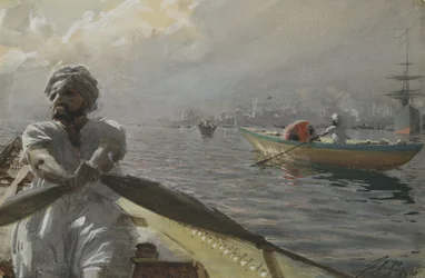 Barquero Turco en el Puerto de Constantinopla