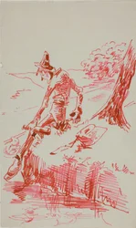 Hombre pescando y sosteniendo una botella