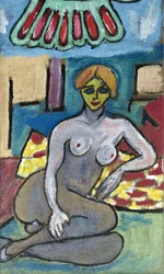 FEMALE NUDE WITH YELLOW FACE, 2012 (acrílico sobre lienzo de yute tensado sobre bastidor de madera)