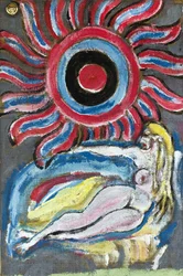 NAKED LYING IN THE SUN, 2012 (acrílico sobre lienzo de yute tensado sobre bastidor de madera)