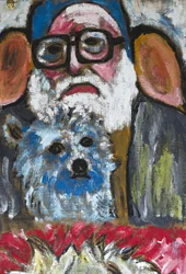 AUTORRETRATO CON LISA, 2012 (acrílico sobre lienzo de yute tensado sobre bastidor de madera)