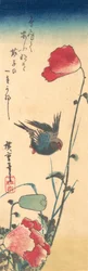 Un pájaro azul y amapolas, 1832-34
