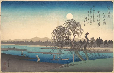 Luna de Otoño en el Río Tama, ca. 1838