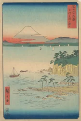 Fuji desde Miura, Sagami Soshu Miura no Kaijo, de la serie Treinta y seis vistas del Monte..., 1858
