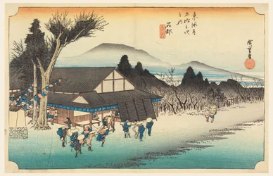 Ishibe (Megawa Sato), en Las cincuenta y tres estaciones del camino Tokaido (Tokaido Gojusan Tsugi-no Uchi)