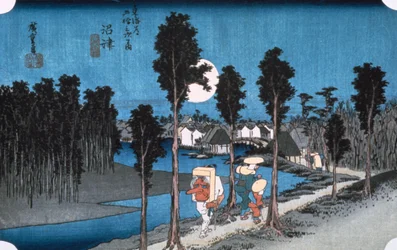 Luna en Numazu, de las 53 estaciones de Tokaido, 1832