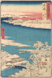 Mañana después de una nevada, el río Sumida, provincia de Musashi, de la serie Vistas